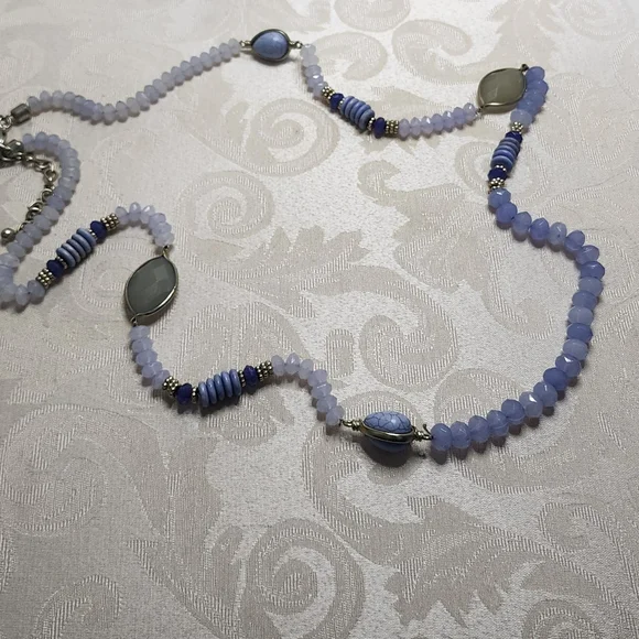 Vintage ‘90s CHICO‘s extra long blue beaded necklace with faceted stone accents - Picture 12 of 12